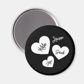 Gepersonaliseerde Harten Zwart & Wit Moederkoelkas Magneet (Voorkant / Achterkant)