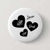 Gepersonaliseerde Harten Zwart & Wit Moeders Ronde Button 5,7 Cm (Voorkant)