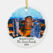 Gepersonaliseerde Hartford Ornament, Connecticut S Keramisch Ornament (Voorkant)