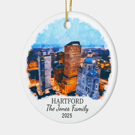 Gepersonaliseerde Hartford Ornament, Connecticut S Keramisch Ornament (Links)