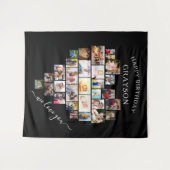 Gepersonaliseerde hartfoto Collage Happy Birthday Wandkleed (Voorkant (horizontaal))