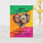 Gepersonaliseerde hartfoto en bericht voor mama kaart (Gele Bloem)