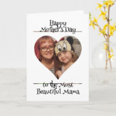 Gepersonaliseerde hartfoto en bericht voor mama kaart (Gele Bloem)