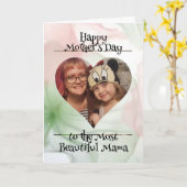 Gepersonaliseerde hartfoto en bericht voor mama kaart (Gele Bloem)