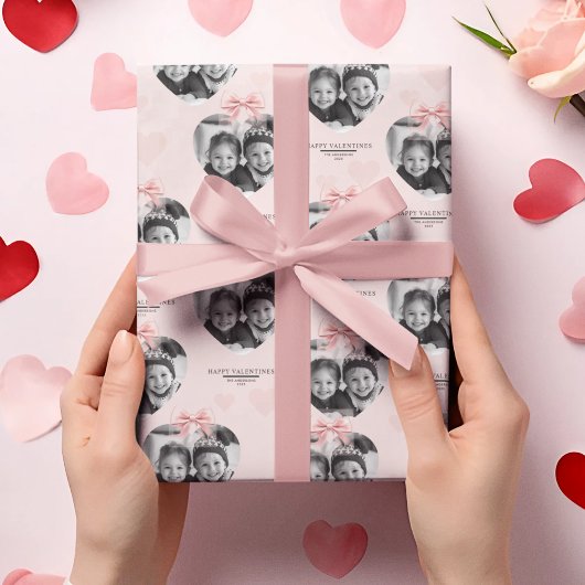 Gepersonaliseerde hartfoto van Happy Valentijns Pa Cadeaupapier