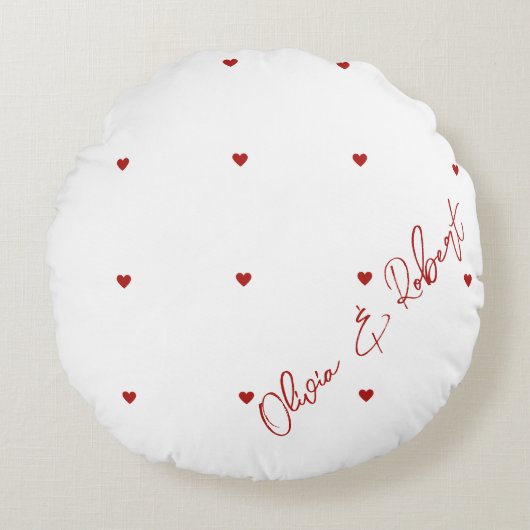 Gepersonaliseerde hartkussen voor koppels rond kussen (Voorkant)