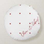 Gepersonaliseerde hartkussen voor koppels rond kussen (Achterkant)