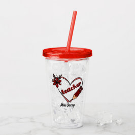 Gepersonaliseerde hartleraar Valentijnsdag Acryl Drinkbeker