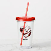 Gepersonaliseerde hartleraar Valentijnsdag Acryl Drinkbeker (Achterkant)