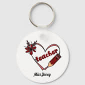 Gepersonaliseerde hartleraar Valentijnsdag Sleutelhanger (Achterkant)