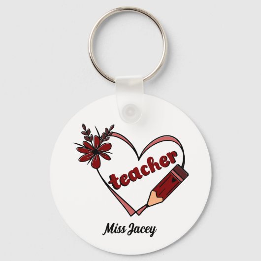Gepersonaliseerde hartleraar Valentijnsdag Sleutelhanger (Achterkant)