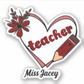 Gepersonaliseerde hartleraar Valentijnsdag Sticker (Voorkant)