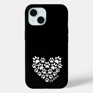 Gepersonaliseerde hartpoot afdrukken iPhone 15 case