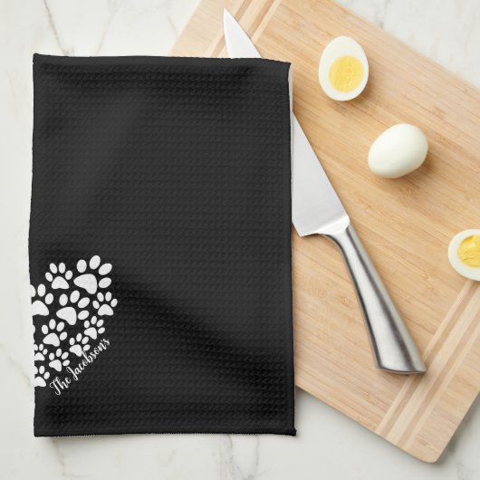 Gepersonaliseerde hartpoot afdrukken theedoek (Quarter Fold)