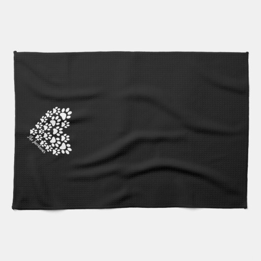 Gepersonaliseerde hartpoot afdrukken theedoek (Horizontaal)