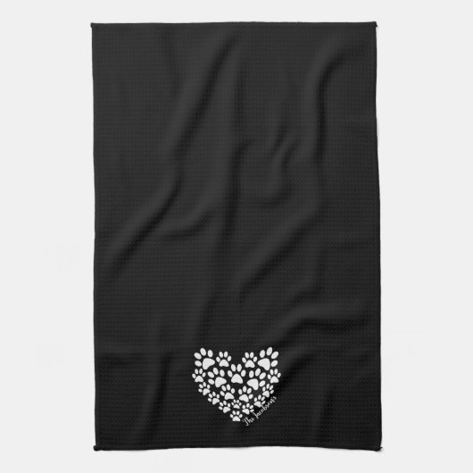 Gepersonaliseerde hartpoot afdrukken theedoek (Verticaal)