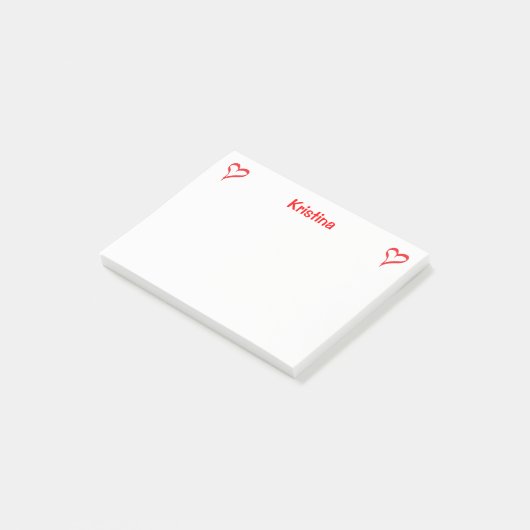 Gepersonaliseerde hartritme Red en White Love Post-it® Notes (Schuin)