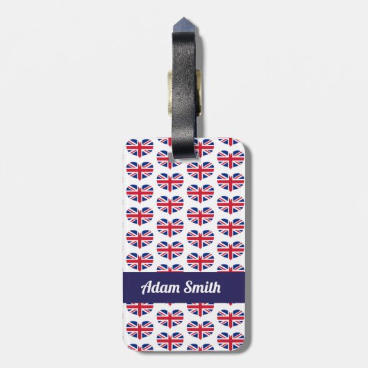 Gepersonaliseerde hartslag Vlag van het VK/Unievaa Bagagelabel (Achterkant verticaal)