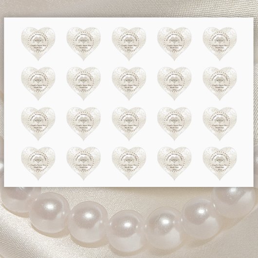 Gepersonaliseerde hartvormige, bruiloft stickers