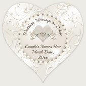 Gepersonaliseerde hartvormige, bruiloft stickers