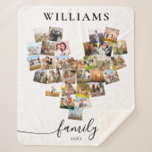 Gepersonaliseerde hartvormige Familie Fotocollage Sherpa Deken (Voorkant)