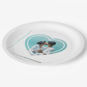 Gepersonaliseerde hartvormige foto bruiloft papieren bordje (Gekanteld)