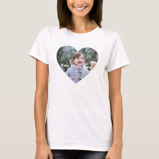 Gepersonaliseerde hartvormige foto vrouwen T-shirt