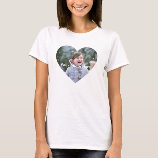 Gepersonaliseerde hartvormige foto vrouwen T-shirt (Voorkant)