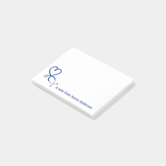 Gepersonaliseerde hartvormige stethscope verpleegk post-it® notes (Schuin)