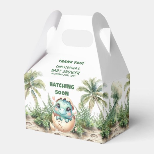 Gepersonaliseerde Hatching Soon Boy Dinosaurus Box Bedankdoosjes (Achterkant)