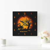 Gepersonaliseerde haunted House Halloween Wall Clo Vierkante Klok (Huis)