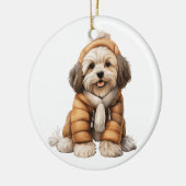 Gepersonaliseerde Havanese hondenkunst Keramisch Ornament (Links)