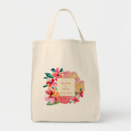 Gepersonaliseerde Hawaïaanse tropische florale plo Tote Bag