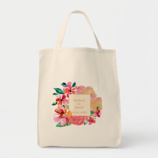 Gepersonaliseerde Hawaïaanse tropische florale plo Tote Bag (Voorkant)