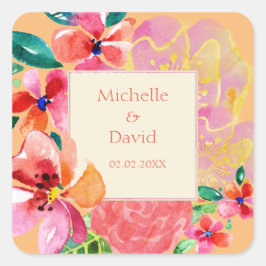 Gepersonaliseerde Hawaïaanse tropische florale plo Vierkante Sticker