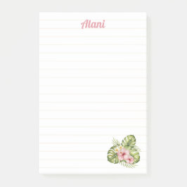 Gepersonaliseerde Hawaiiaanse bloem met naam 4x6 L Post-it® Notes