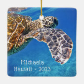 Gepersonaliseerde Hawaiiaanse Zee schildpad Keramisch Ornament (Achterkant)