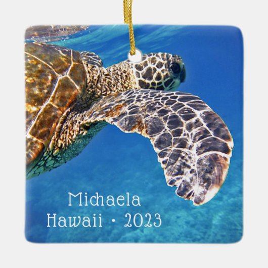 Gepersonaliseerde Hawaiiaanse Zee schildpad Keramisch Ornament (Voorkant)