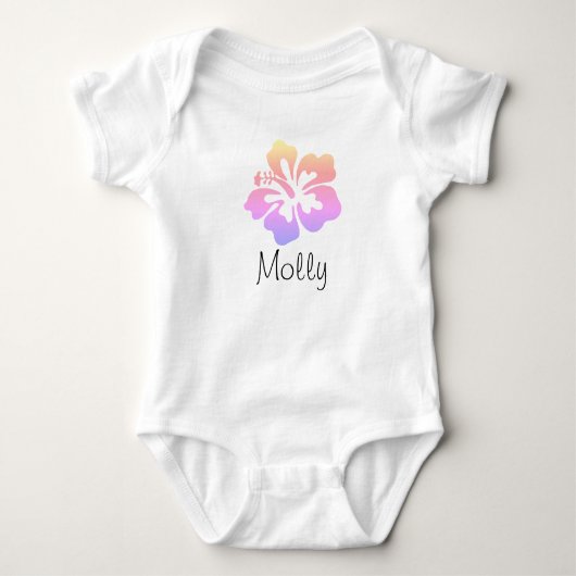 Gepersonaliseerde Hawaiian Flower Hibiscus Pastel Romper (Voorkant)
