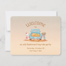 Gepersonaliseerde Hayride Autumn Welkom Beer Pompo Kaart