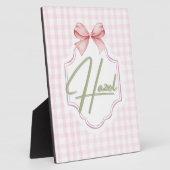 Gepersonaliseerde Hazel Baby Girl Nursery Bow & Gi Fotoplaat (Zijkant)
