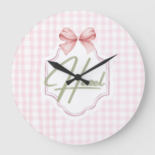 Gepersonaliseerde Hazel Baby Girl Nursery Bow & Gi Grote Klok
