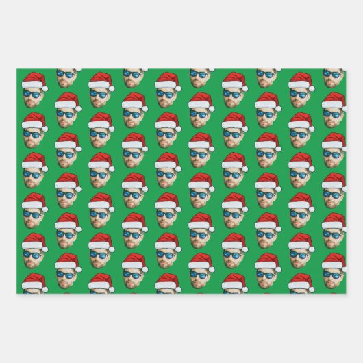 Gepersonaliseerde Head Face Santa Hat Gift Wrappin Inpakpapier Vel (Voorkant)