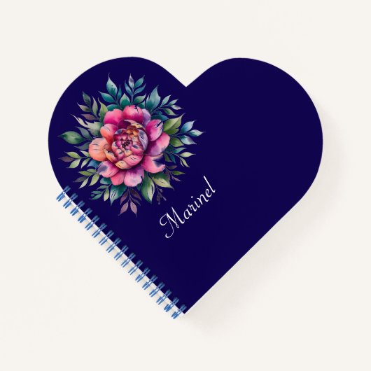 Gepersonaliseerde Heart Journal-bewerkbare naam Notitieboek (Voorkant)