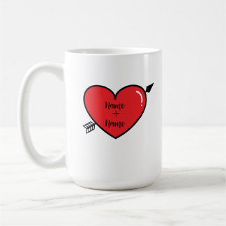 Gepersonaliseerde Heart Name Coffee Mok. Twee name Koffiemok