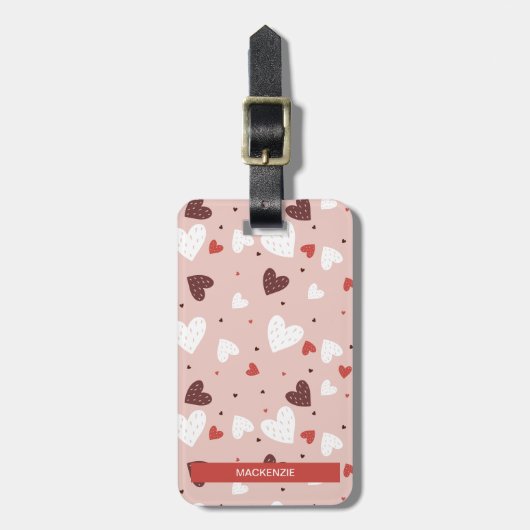 Gepersonaliseerde Heartstrings Pattern Bagagelabel (Voorkant verticaal)