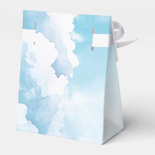 Gepersonaliseerde Heaven Send Blue Clouds Baby sho Bedankdoosjes (Achterkant)