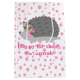 Gepersonaliseerde Hedgehog Verjaardag Gift Bag Medium Cadeauzakje