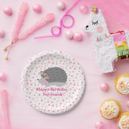 Gepersonaliseerde Hedgehog Verjaardag Paperplate Papieren Bordje (Feest)