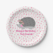 Gepersonaliseerde Hedgehog Verjaardag Paperplate Papieren Bordje (Voorkant)